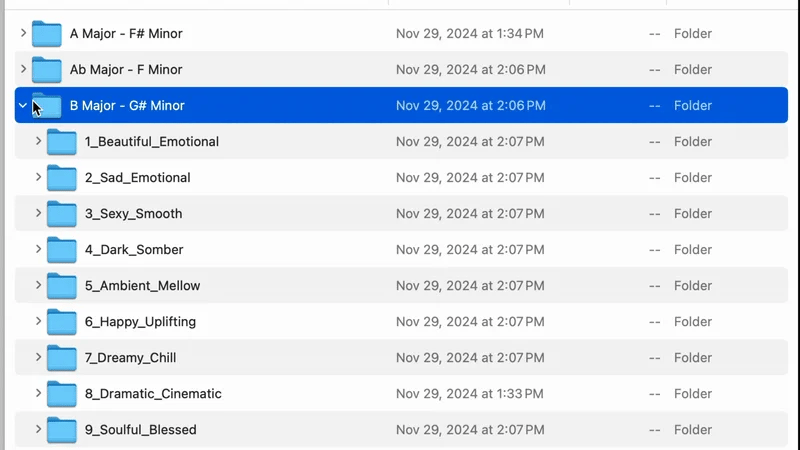 Selecting a key folder