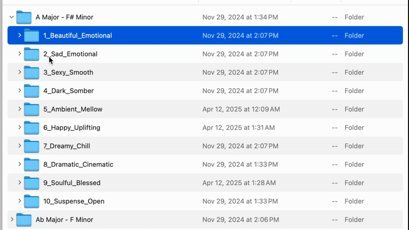 Browsing genre and emotion folders